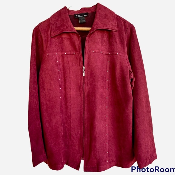 Maxim Liberty Jackets & Blazers - Maxim Liberty Burgundy Suede Feel Lightweight Zip Blazer Jacket Size Medium